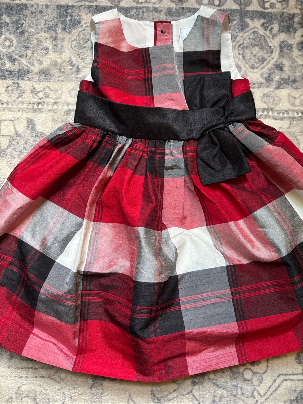 Gymboree Red Black White Plaid Bow Waist Party Dress